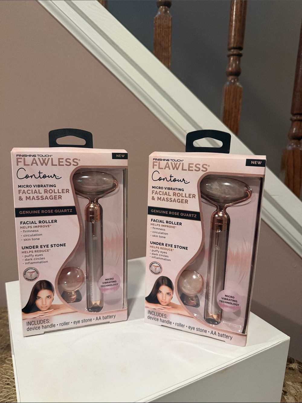 Finishing Touch Flawless Contour Micro Vibrating Facial Roller & Massager, Set/2